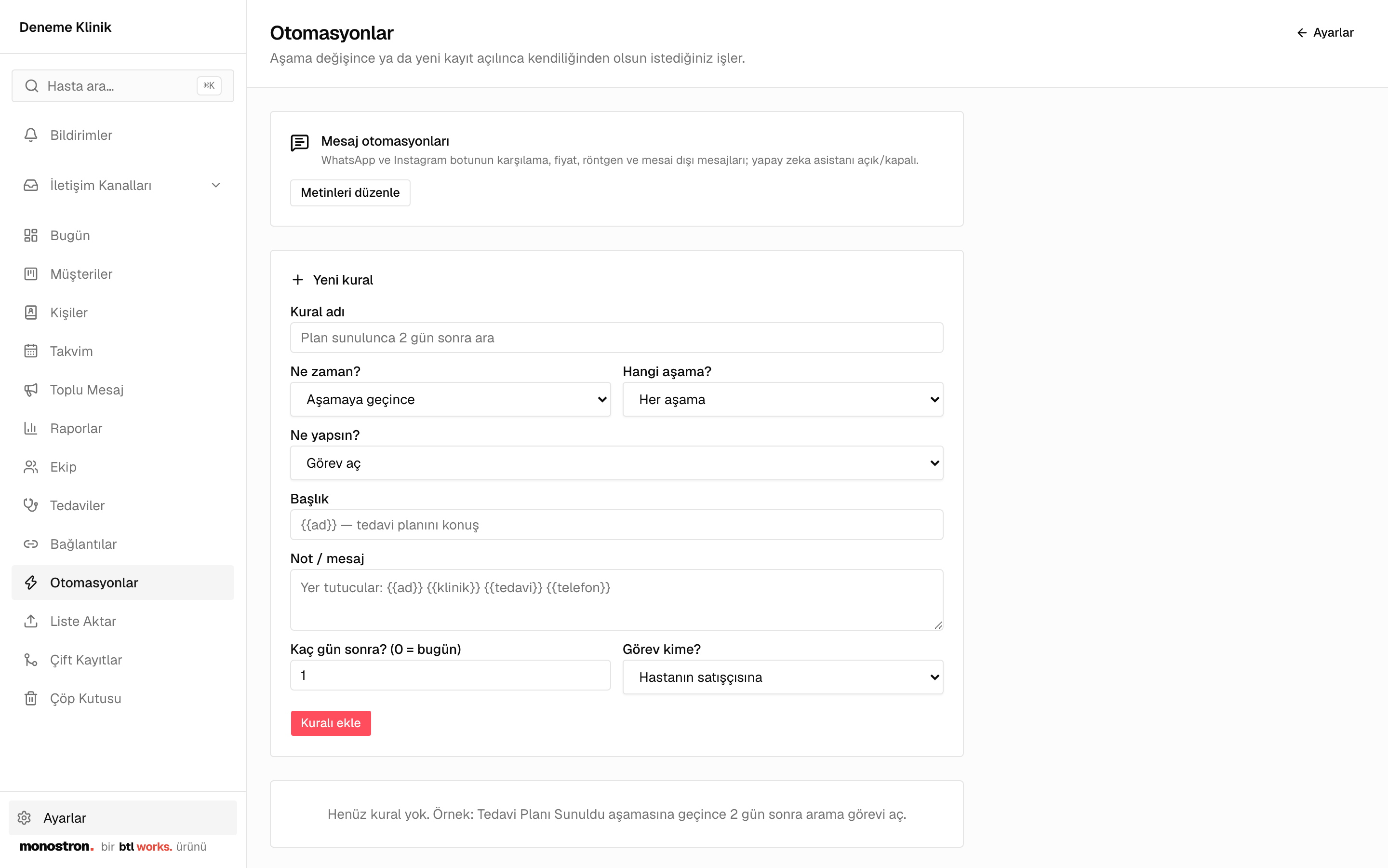 Monostron panel: otomasyonlar